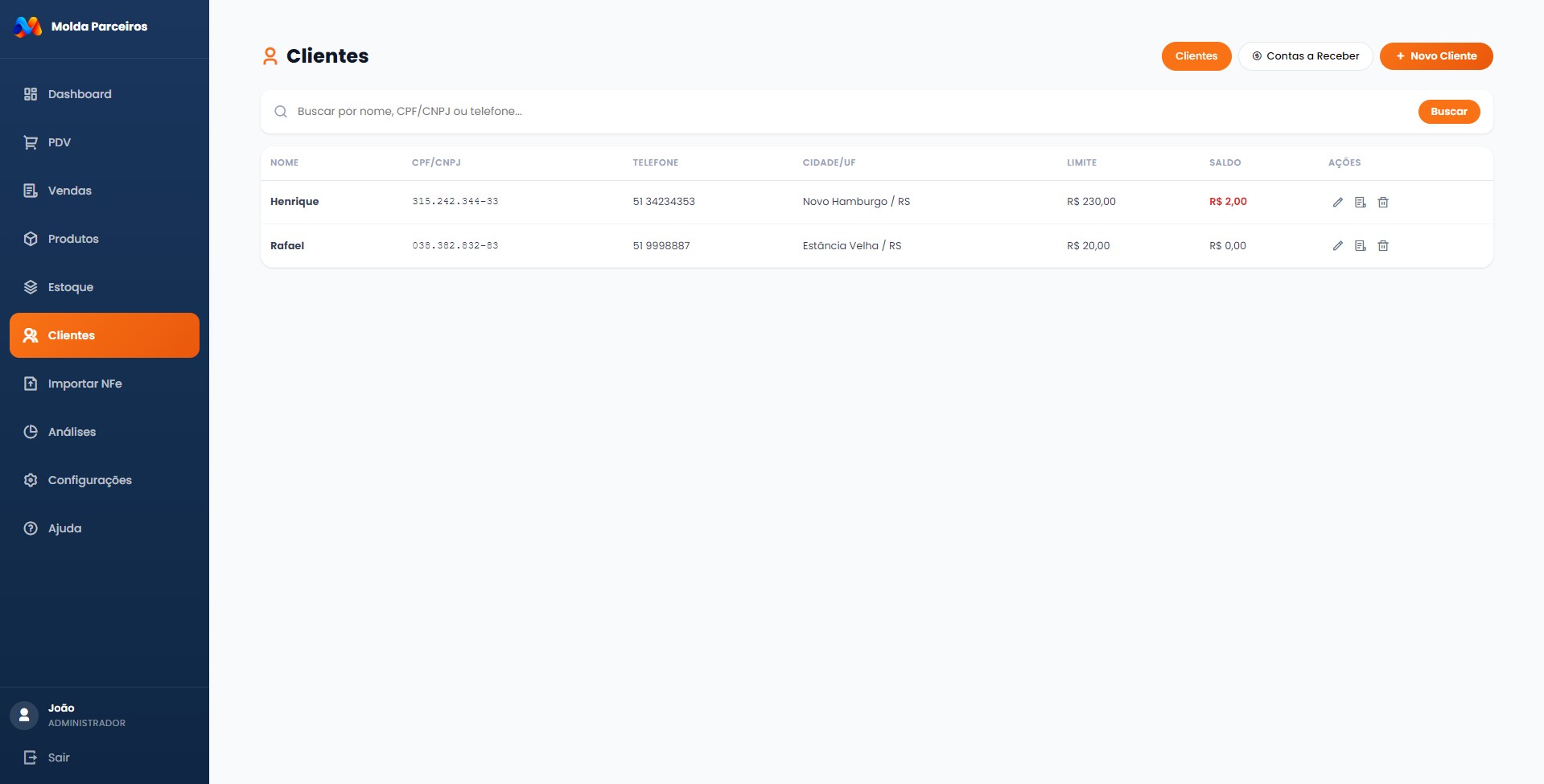 Cadastro de Clientes